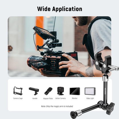 NEEWER 9.8"/25cm Adjustable Magic Arm with Super Clamp, 1/4" & 3/8" Threads, 1/4" Screws for Flash/LED Light/Microphone/Monitor, Compatible with SmallRig Camera Cage, Max Load: 4.4lb/2kg, ST25C